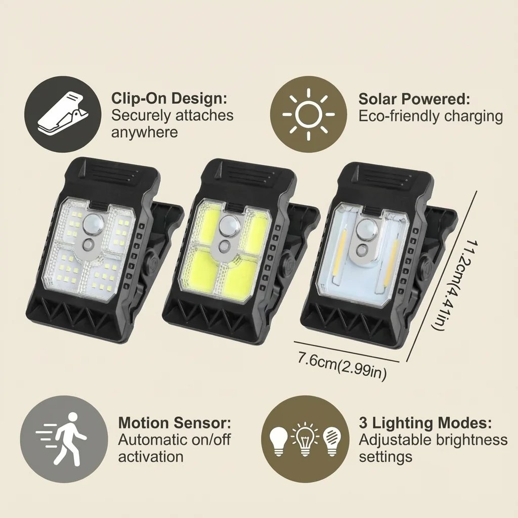 🔥Limited sale 60% off🔥Practical Clip-On Solar Lamp with Motion Sensor