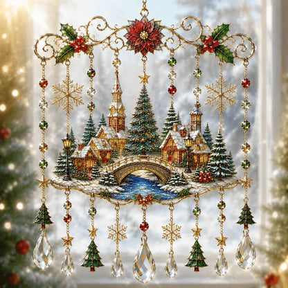 49% OFF – 🎄Handmade Christmas Stained Glass Window Hanging | Tempered Stained Glass, K9 Crystal Drops & Ready-to-Hang Holiday Decor ✨