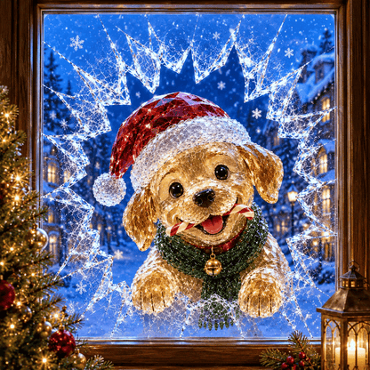 🔥HOT SALE 49% OFF✨🎄Crystal Christmas Break-In Window Decal — 3D Shattered-Glass Holiday Window Decoration