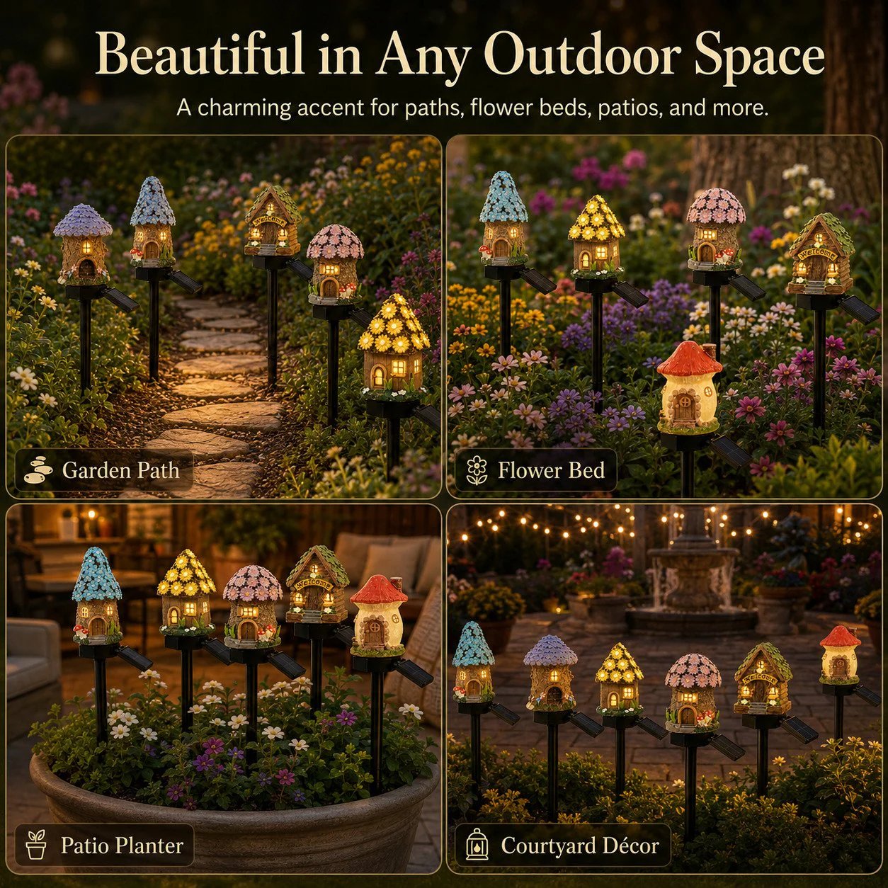 ✨️Solar Fairy-Tale Mushroom Cottage Garden Light