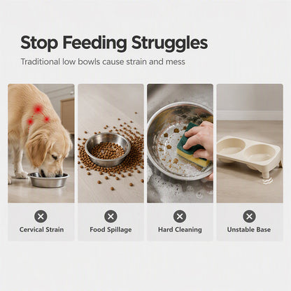 ⏰ Elevated Detachable Pet Double Bowls – Convenient & Pet-Friendly 🐾🥣