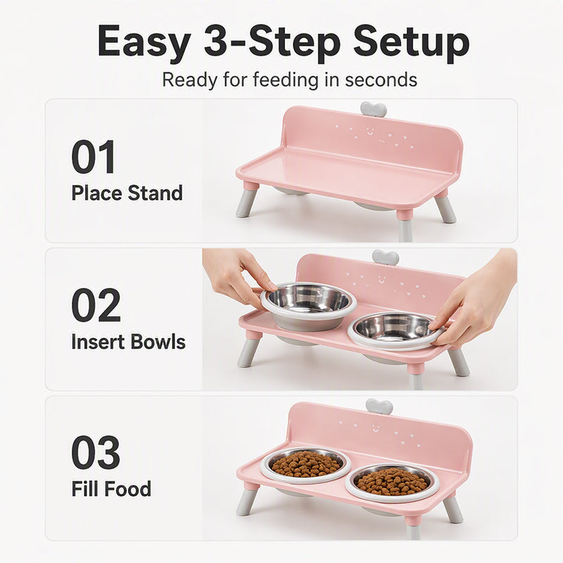 ⏰ Elevated Detachable Pet Double Bowls – Convenient & Pet-Friendly 🐾🥣