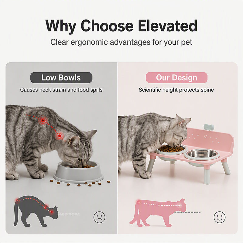 ⏰ Elevated Detachable Pet Double Bowls – Convenient & Pet-Friendly 🐾🥣