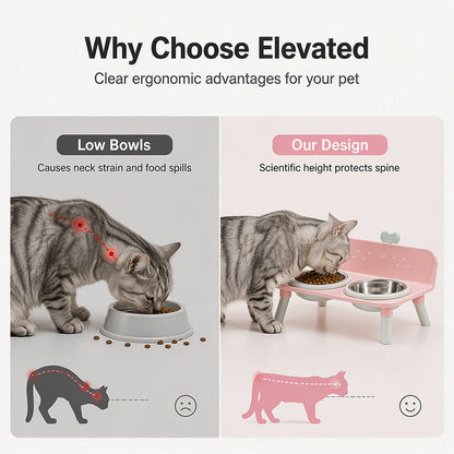 ⏰ Elevated Detachable Pet Double Bowls – Convenient & Pet-Friendly 🐾🥣