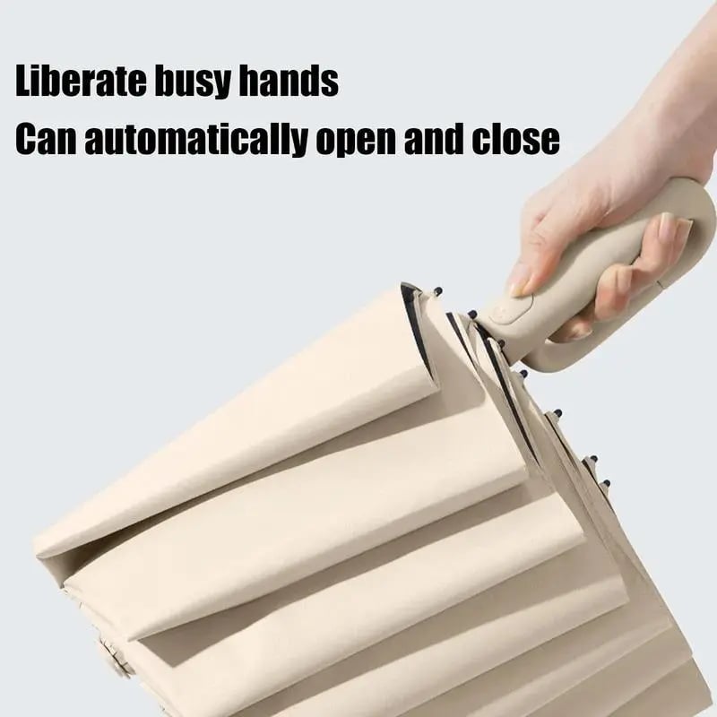 Portable Automatic Folding Umbrella, Windproof Waterproof with Loop Buckle