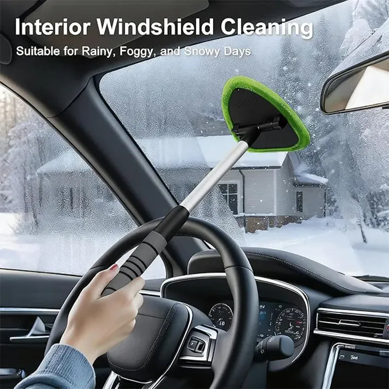 🔥 Windshield Cleaning Tool, Microfiber Car Window Cleaner with Extendable Handle