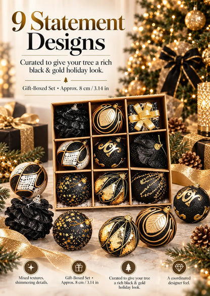 🖤✨ The Black & Gold Christmas Edit – 9 Statement Ornaments | 50% Off