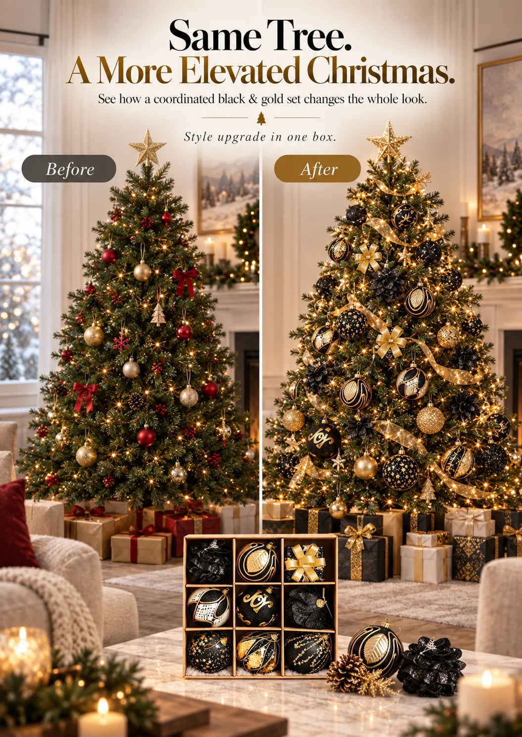 🖤✨ The Black & Gold Christmas Edit – 9 Statement Ornaments | 50% Off