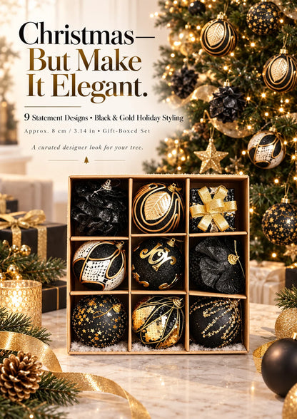🖤✨ The Black & Gold Christmas Edit – 9 Statement Ornaments | 50% Off