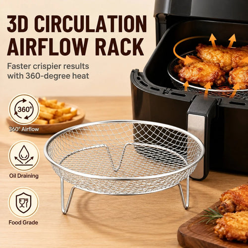 🔥🥘 Air Fryer Stainless Steel Rack – Effortlessly Crispy