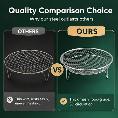 🔥🥘 Air Fryer Stainless Steel Rack – Effortlessly Crispy