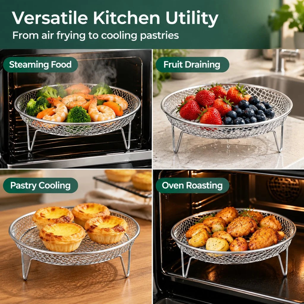 🔥🥘 Air Fryer Stainless Steel Rack – Effortlessly Crispy
