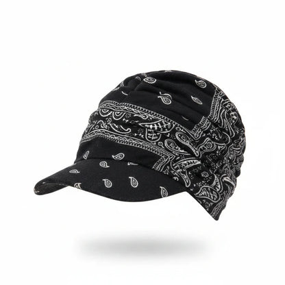 Floral Ruched Turban Cap— Full Coverage, Curved Brim, Multiple Prints