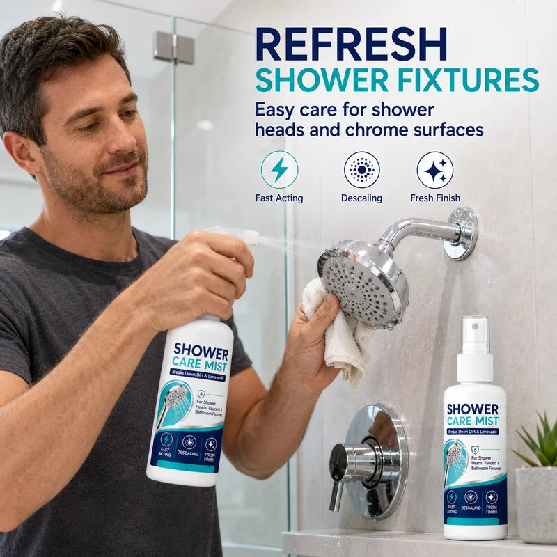 🚿✨Fast-Acting Shower Limescale Remover Spray – Dissolves stubborn mineral deposits & hard water stains. Restores water flow & shine – just spray & wipe! 🧼💪