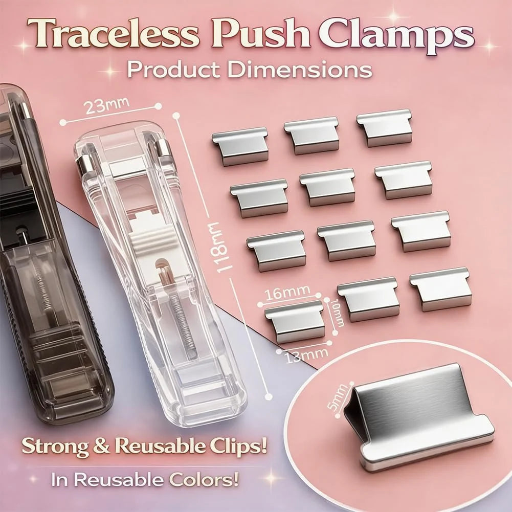 2 Pcs Portable Binder Clip Stapler, with 100 Pcs Small Binder Clips, Non-Destructive Paper Clam Dispenser for Office, Home, School