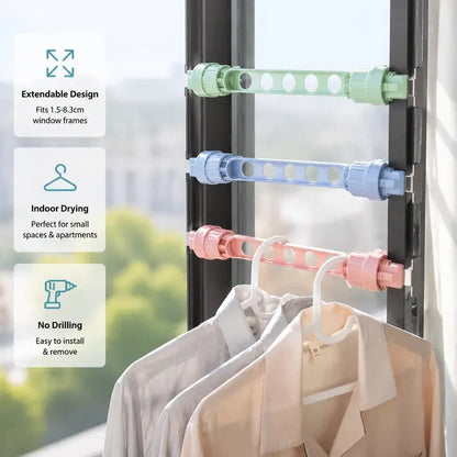 🪟Exclusive Web Deal - BUY 3 PAY 2🔧Space-Saving Window Drying Rack – No-Drill Twist Clamp Clothes Airer