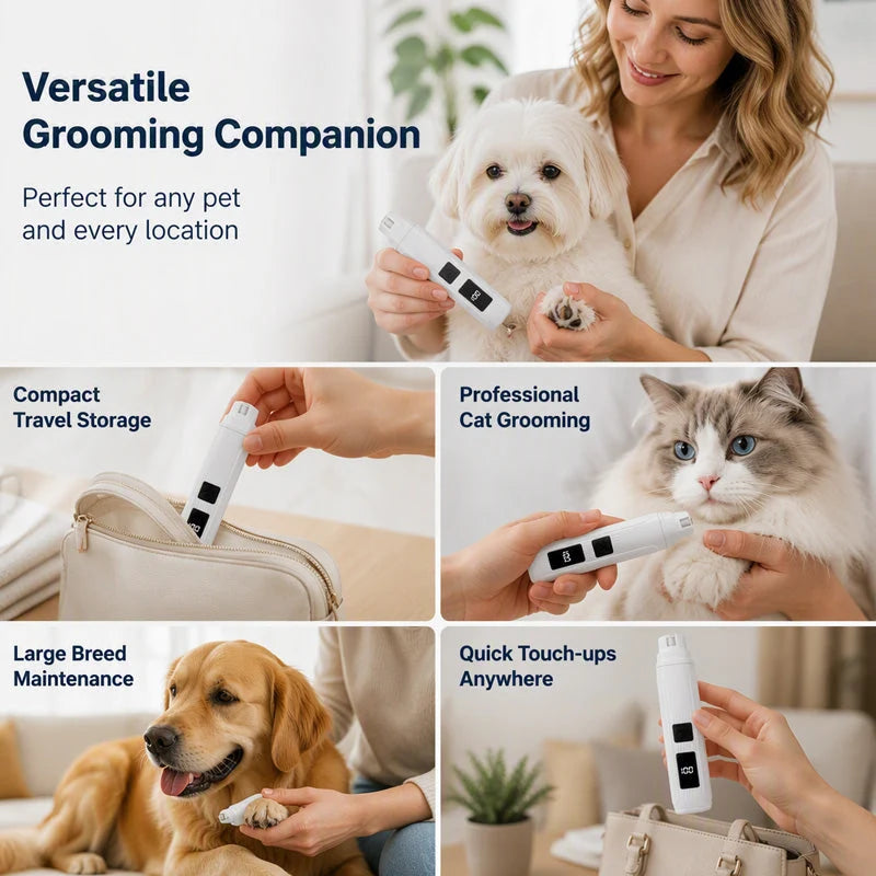 🔥Hot Sale 50% OFF🔥 Pet Nail Grinder with LED & Power Display – Low Noise, USB-C, for Dogs Cats 🐾