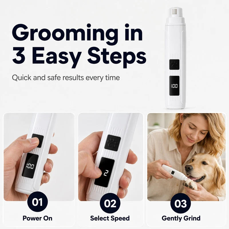 🔥Hot Sale 50% OFF🔥 Pet Nail Grinder with LED & Power Display – Low Noise, USB-C, for Dogs Cats 🐾
