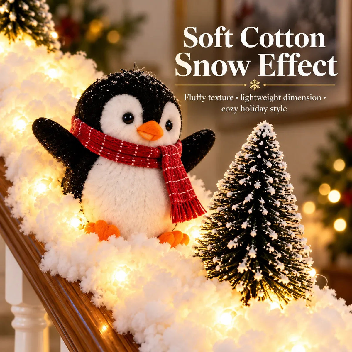 🔥playful Penguin Snowy Stair Railing Decor