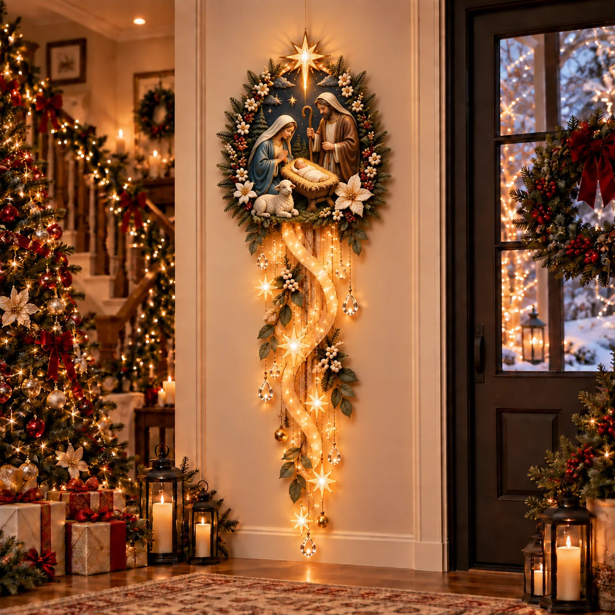 🌟 Nativity Starfall Wall Light – A Meaningful Christmas Glow