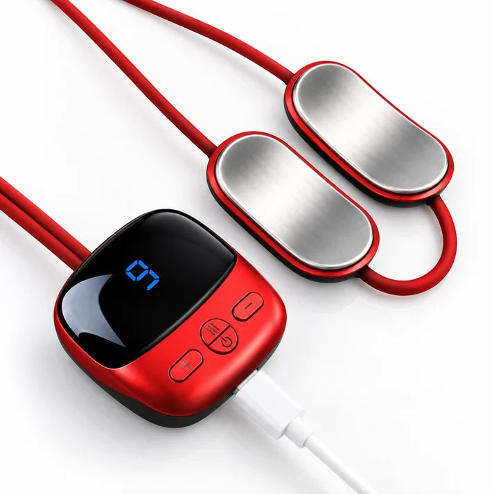🔥Mini Necklace-Style Neck Massager — 4 Modes, 9 Intensity Levels, 3 Heat Settings, Smart Dual-Pulse Pendant Design💆‍♀️✨