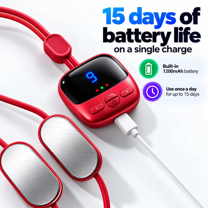 🔥Mini Necklace-Style Neck Massager — 4 Modes, 9 Intensity Levels, 3 Heat Settings, Smart Dual-Pulse Pendant Design💆‍♀️✨