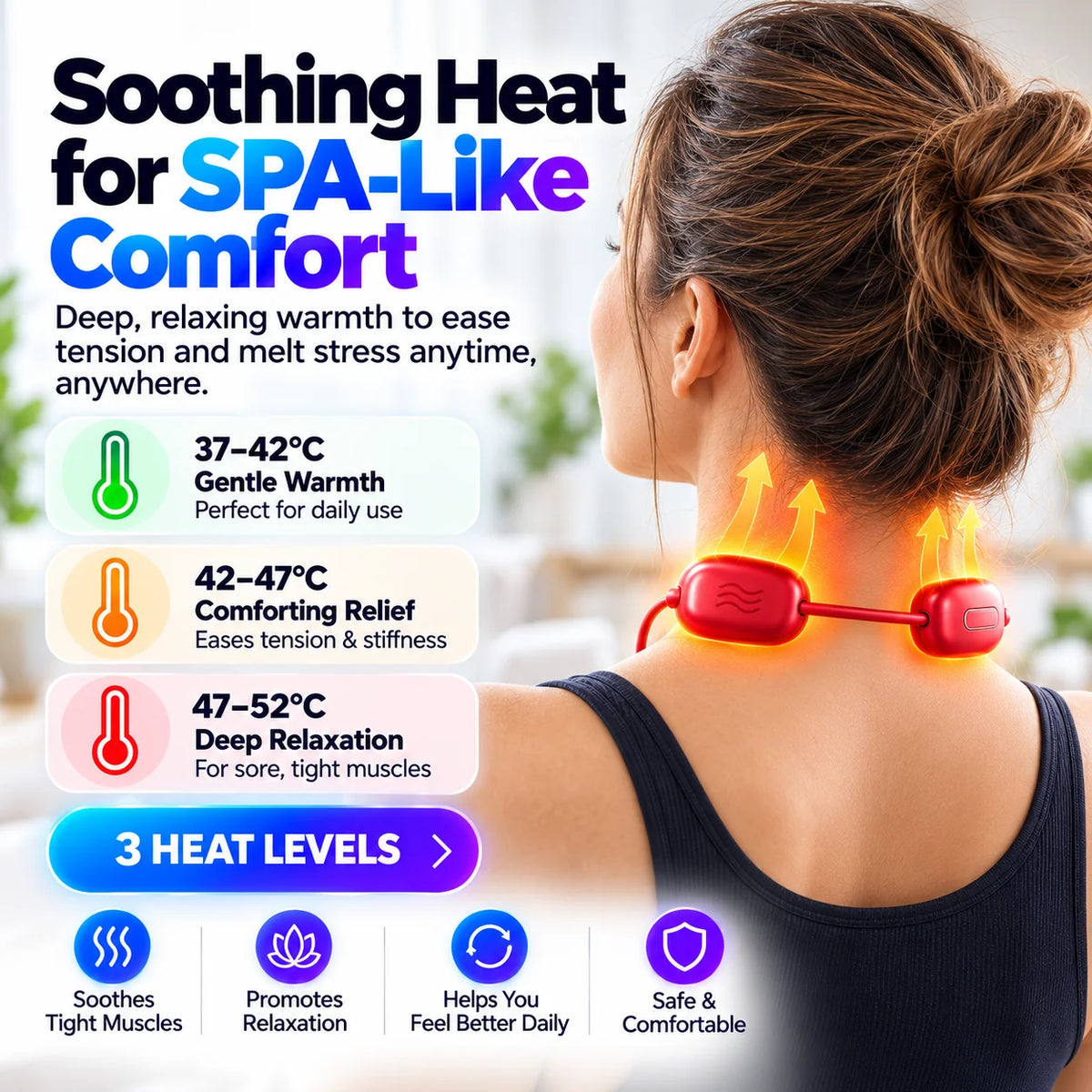 🔥Mini Necklace-Style Neck Massager — 4 Modes, 9 Intensity Levels, 3 Heat Settings, Smart Dual-Pulse Pendant Design💆‍♀️✨