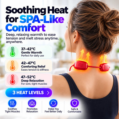 🔥Mini Necklace-Style Neck Massager — 4 Modes, 9 Intensity Levels, 3 Heat Settings, Smart Dual-Pulse Pendant Design💆‍♀️✨