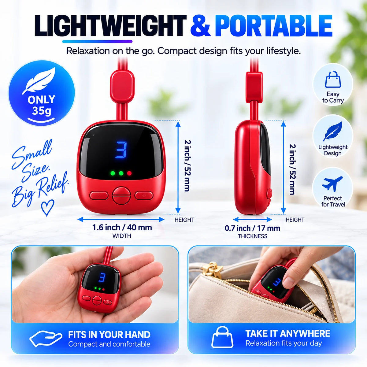 🔥Mini Necklace-Style Neck Massager — 4 Modes, 9 Intensity Levels, 3 Heat Settings, Smart Dual-Pulse Pendant Design💆‍♀️✨