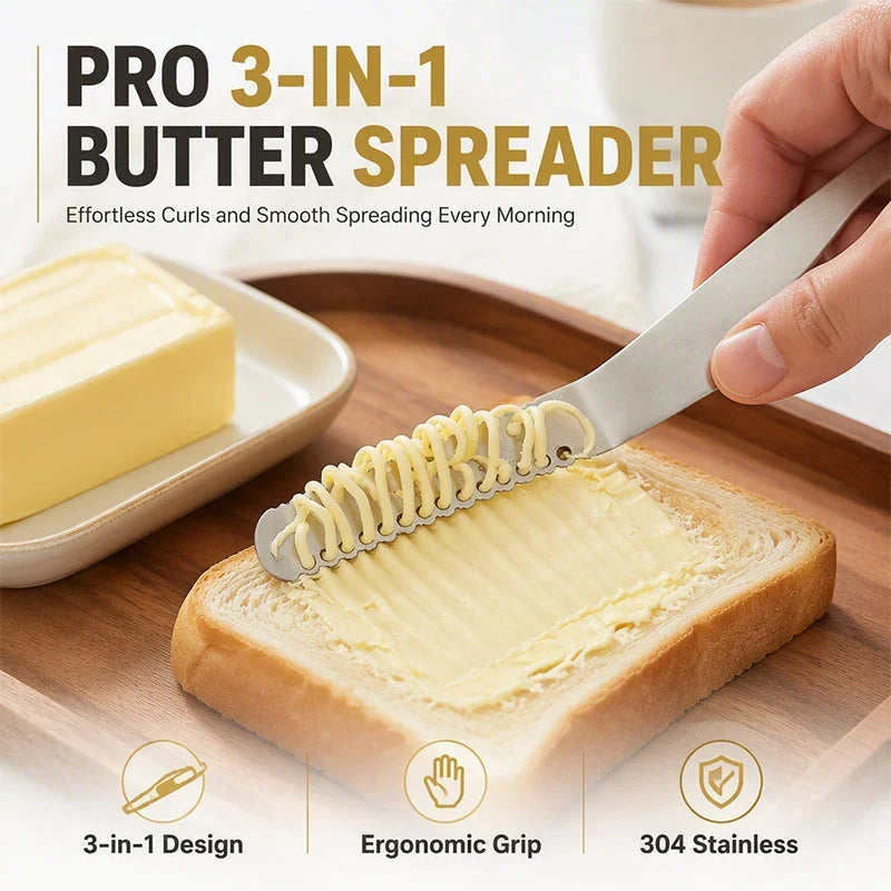 Professional 304 Stainless Steel 3-in-1 Butter Knife and Spreader