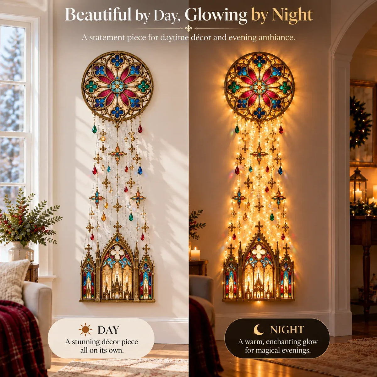 🔥😍Cathedral Grace Stained Glass Cascade Wall Light
