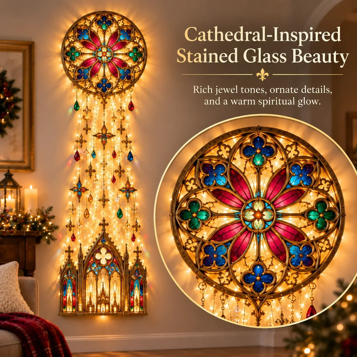 🔥😍Cathedral Grace Stained Glass Cascade Wall Light