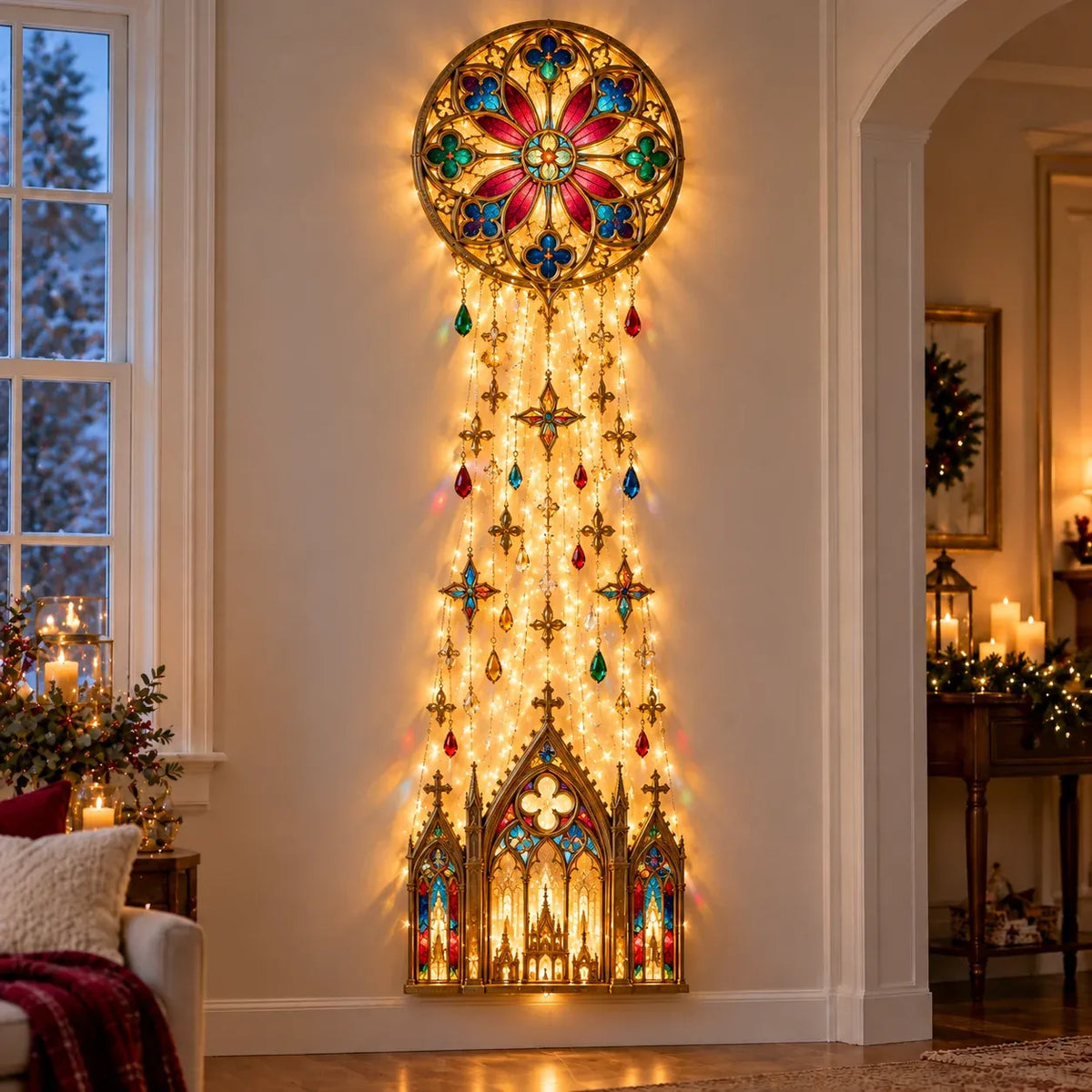 🔥😍Cathedral Grace Stained Glass Cascade Wall Light