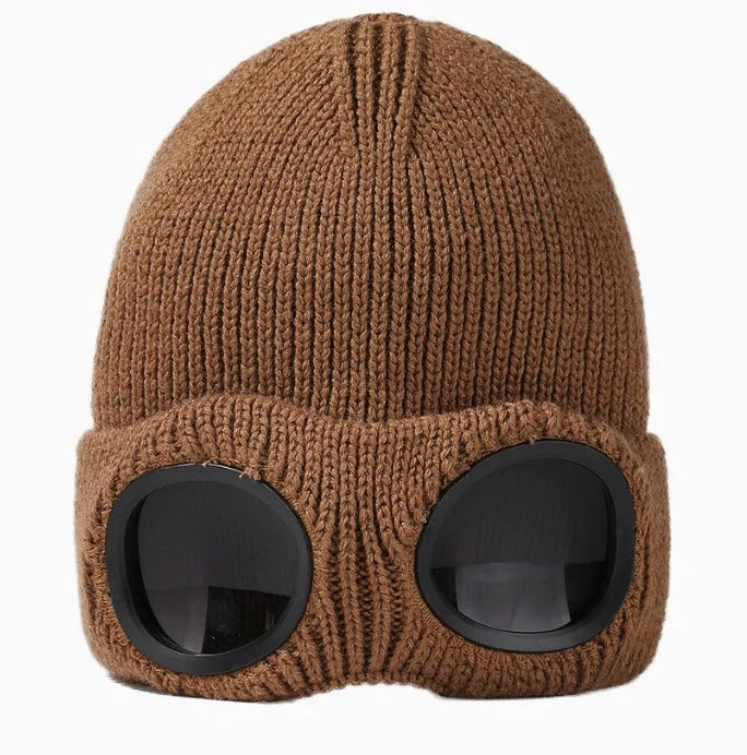 😎 Goggle Beanie Winter Hat🧢 – Funny Knit Pull-Down Hat with Built-In Lenses😂