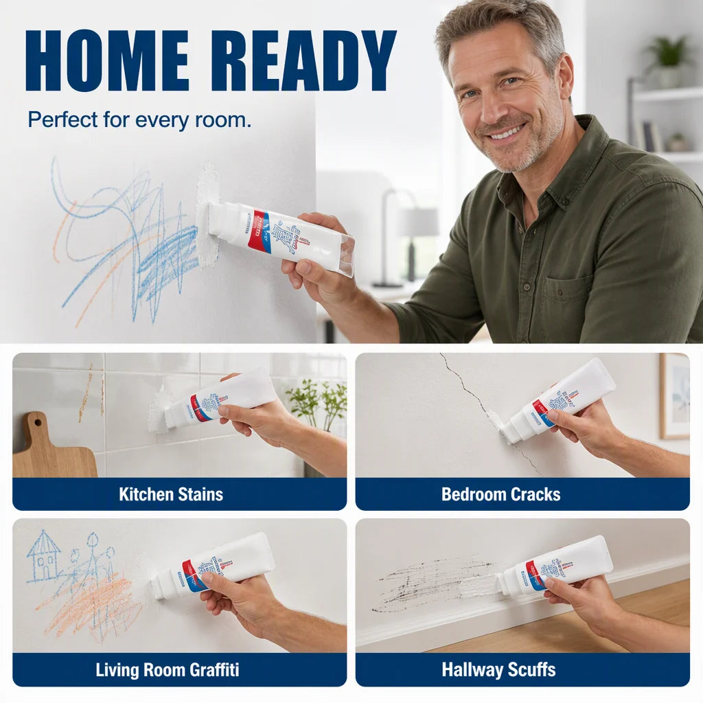 🥳2026 HOT SALE🥳💞50K+ SOLD! 🥩🍴 !All-in-One Wall Repair Paste with Roller Brush