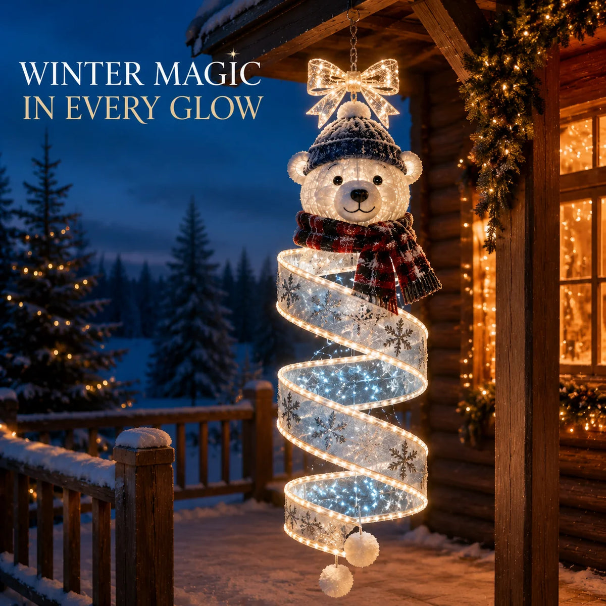 🎄 Christmas Magic Spiral Hanging LED Light – Festive Christmas Tree Decoration