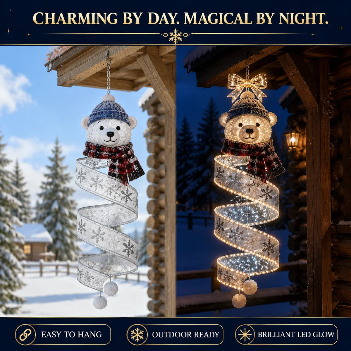 🎄 Christmas Magic Spiral Hanging LED Light – Festive Christmas Tree Decoration