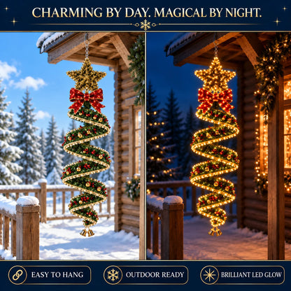 🎄 Christmas Magic Spiral Hanging LED Light – Festive Christmas Tree Decoration