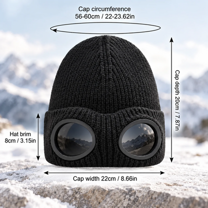 😎 Goggle Beanie Winter Hat🧢 – Funny Knit Pull-Down Hat with Built-In Lenses😂