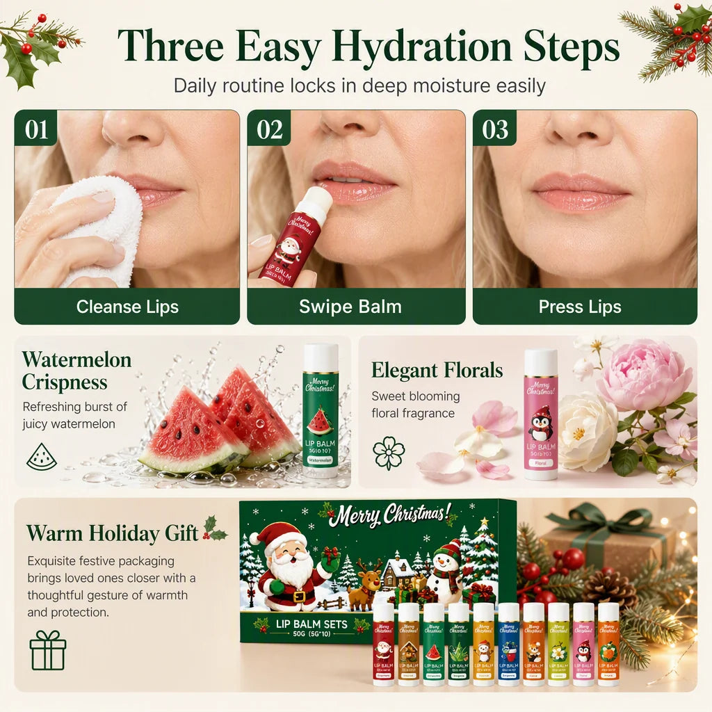 🎄💋Christmas Moisturizing Lip Balm Set – Hydrating, Long-Lasting, Perfect Holiday Gift