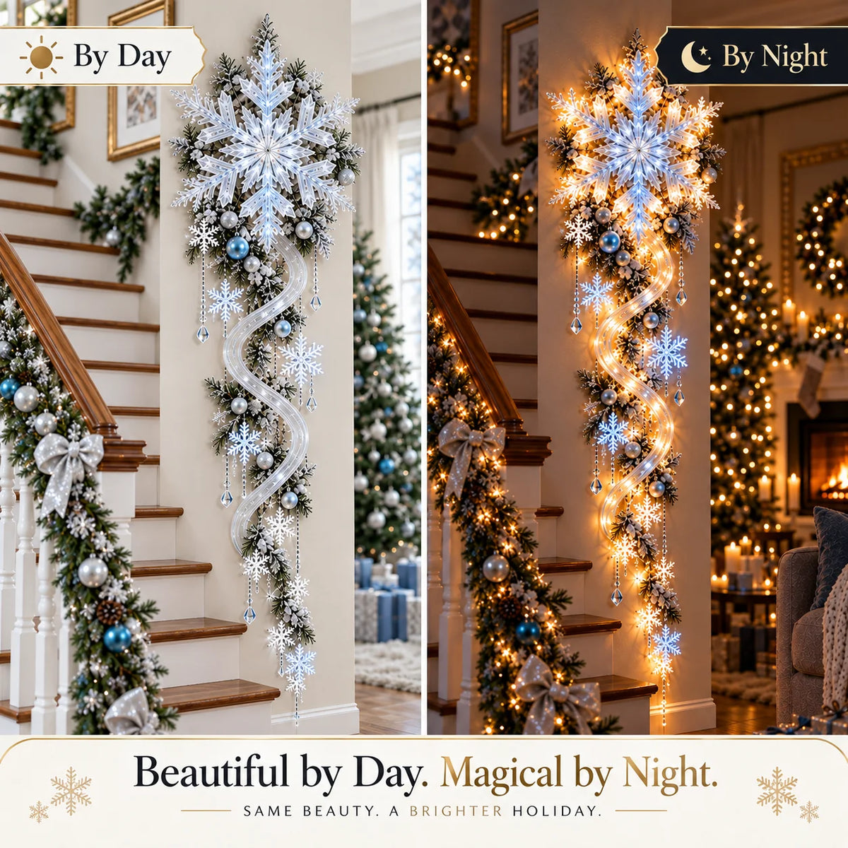 ❄️ Giant Snowflake Blizzard Trail™- Let the Snowstorm Glow Indoors