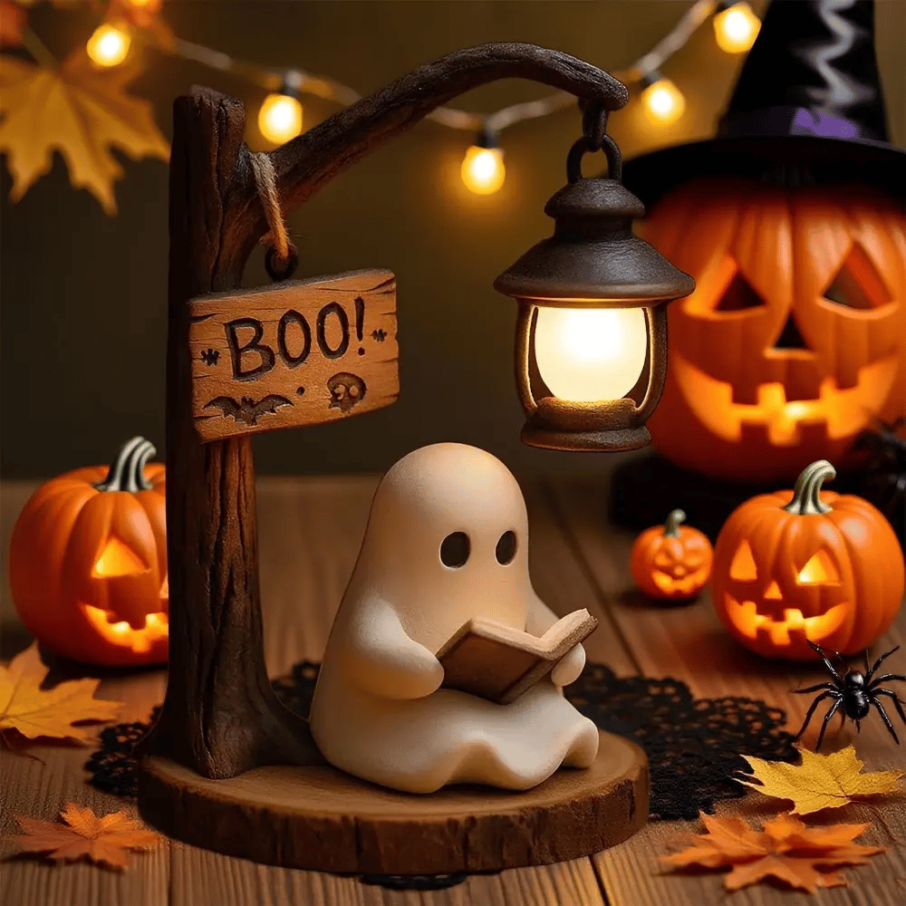 👻Cute Halloween Ghost Reading Figurine📚