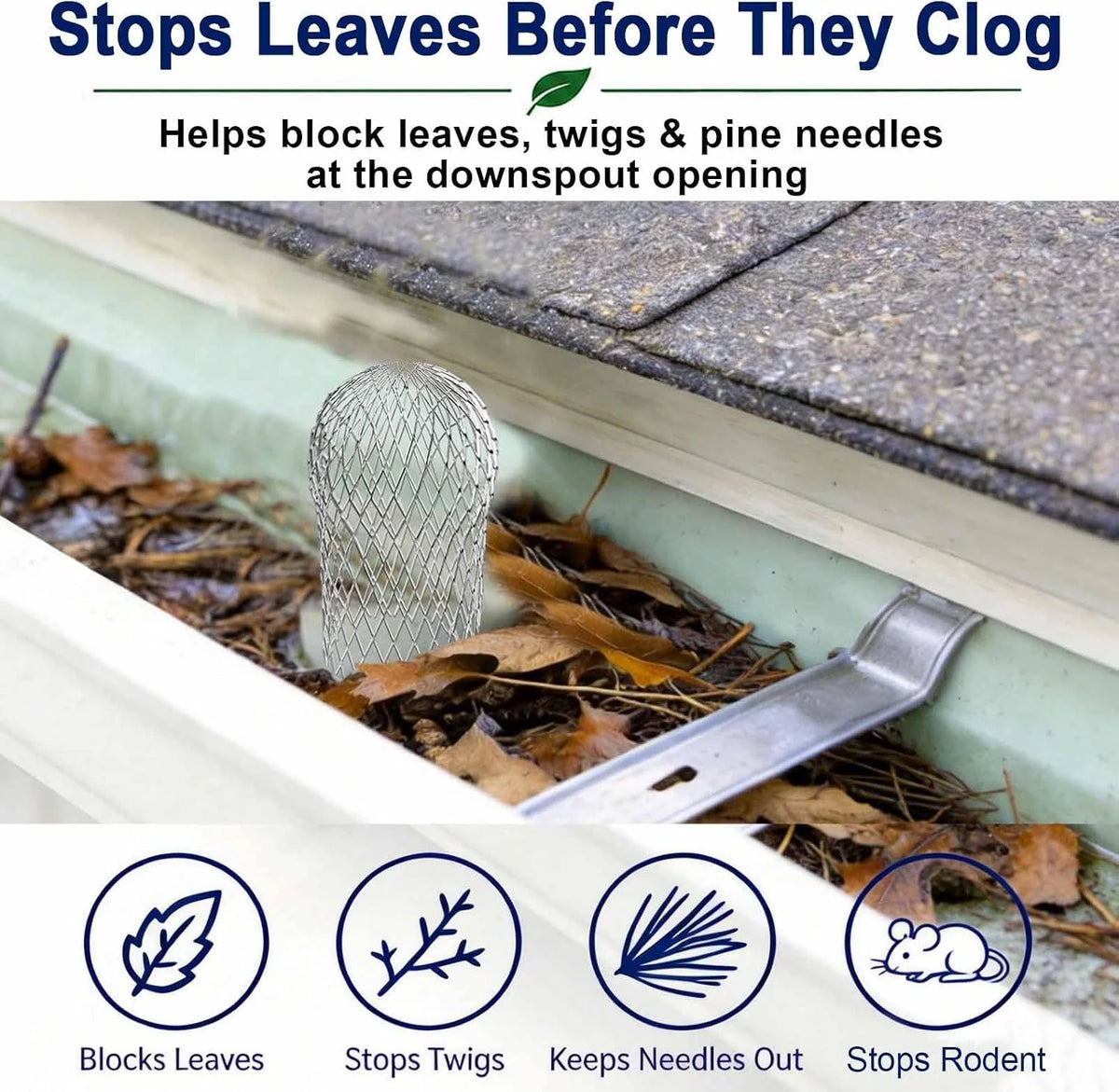 Aluminum Alloy Gutter Guard Filter, Roof Rain Gutter Downspout Strainer, Anti‑Clog Leaf Debris Catcher for Home Drainage System