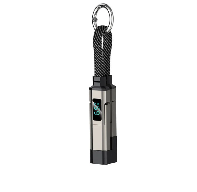 🔌 4-in-1 Charging Cable with Digital Display & Keychain – Fast-Charging, Kink-Resistant & Compact