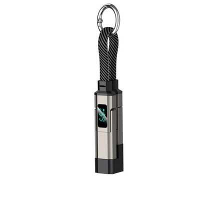 🔌 4-in-1 Charging Cable with Digital Display & Keychain – Fast-Charging, Kink-Resistant & Compact
