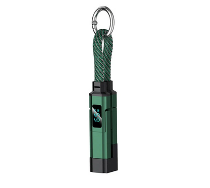 🔌 4-in-1 Charging Cable with Digital Display & Keychain – Fast-Charging, Kink-Resistant & Compact