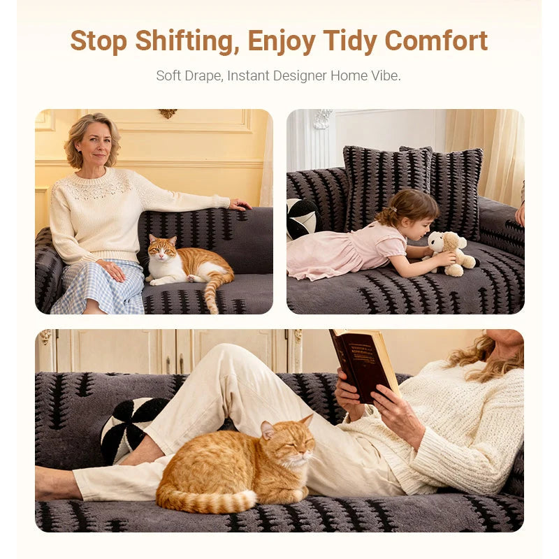 🔥50% OFF Sale!🔥🛋️ Cover Scratches & Add Warmth – Soft Plush Sofa Protector That Stays Put. Pet-Friendly & Durable