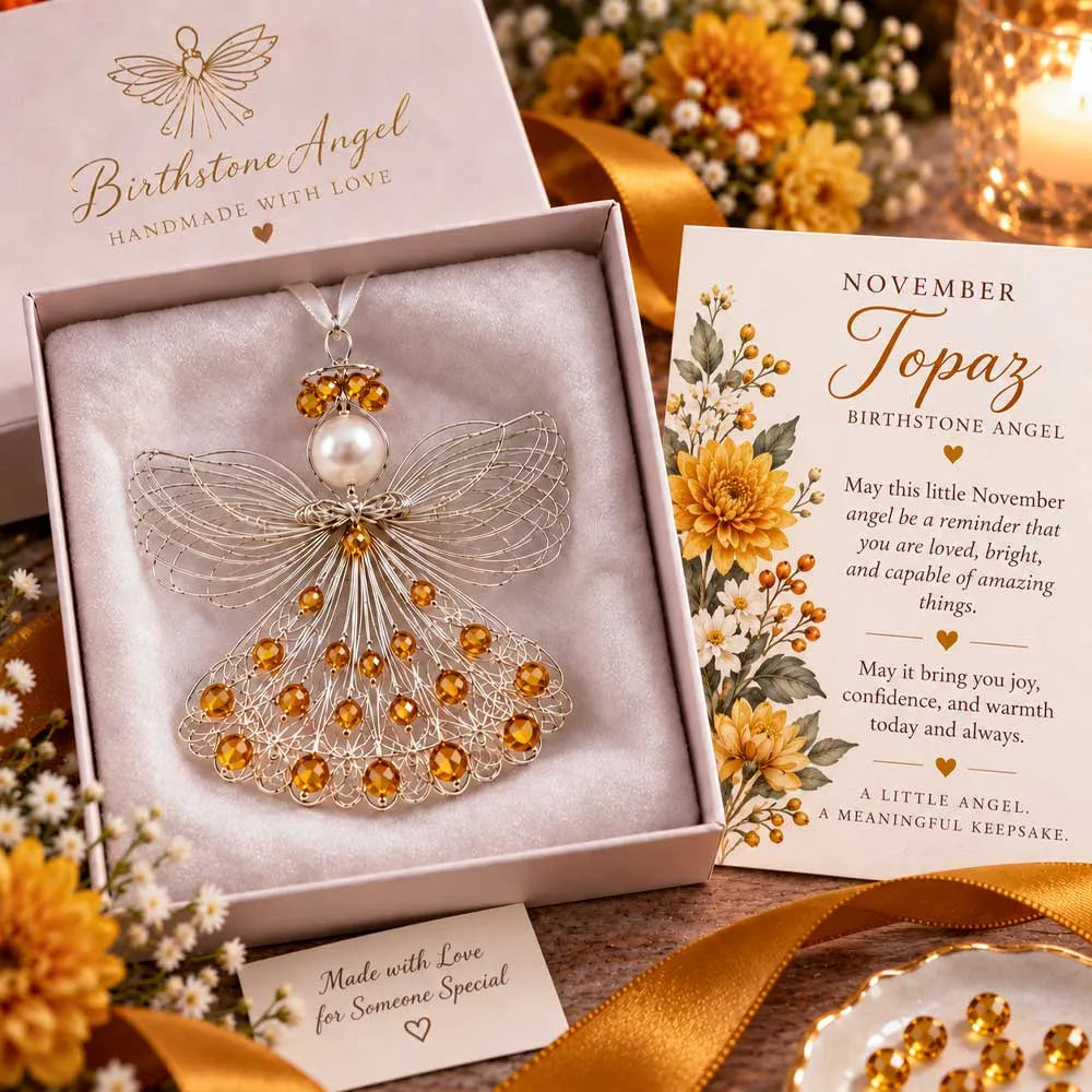 ⏳ 49% Off – 👼handmade Birthstone Angel Wire Ornament |12 Meaningful Birthstone Colors With Keepsake Card ✨
