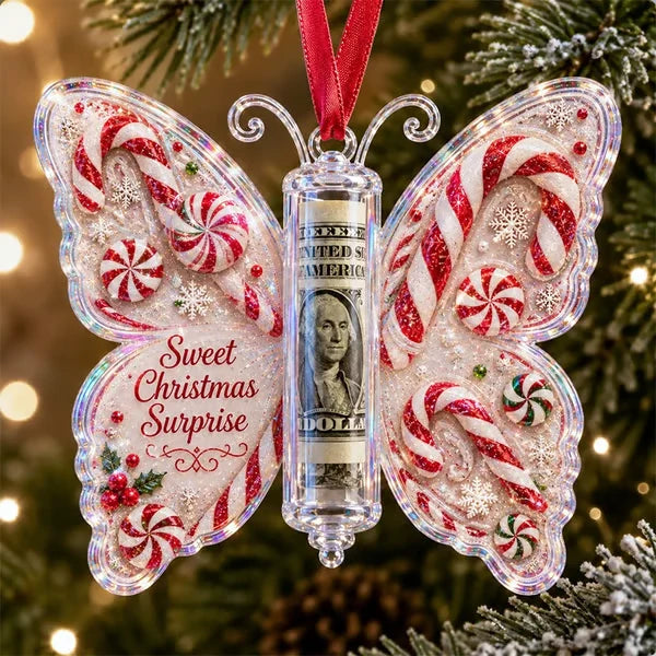 🦋💵 Embossed Butterfly Christmas Cash Gift Ornament – Holiday Money Holder Keepsake 🎄✨