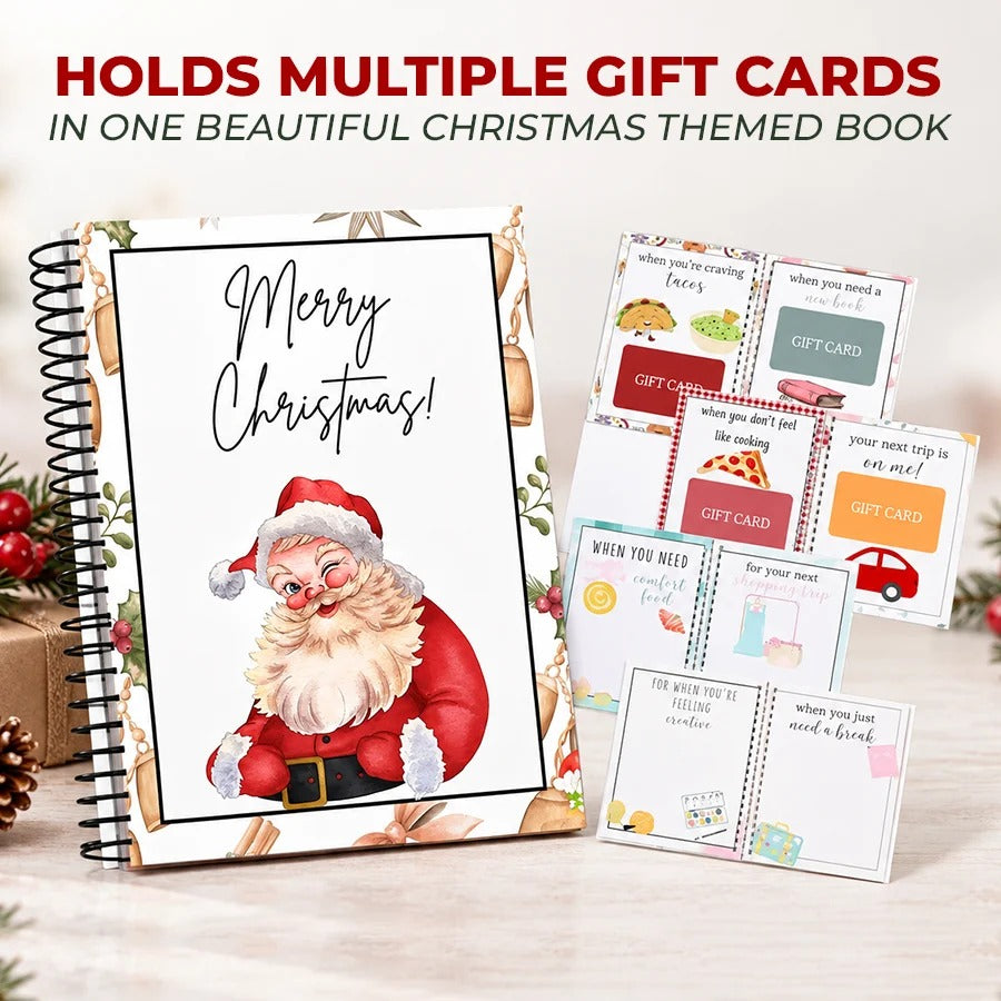 🎅Christmas Gift Card Book, DIY Spiral-Bound Christmas Gift Card Holder Book🎁Personalized Xmas Gifts for Family, Festive & Party Supplies